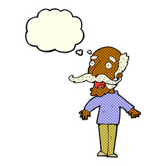 cartoon old man gasping in surprise with thought bubble