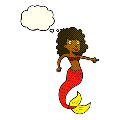cartoon mermaid with thought bubble