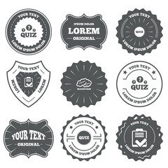 Quiz icons. Checklist and brainstorm symbols.