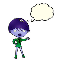 Obraz premium cartoon vampire girl with thought bubble