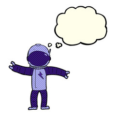 cartoon astronaut with thought bubble