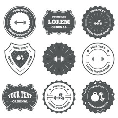 Dumbbells icons. Fitness sport symbols.