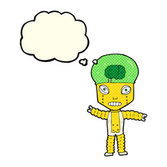 cartoon future robot with thought bubble