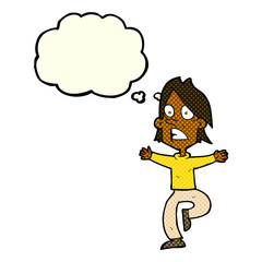 cartoon panicking man with thought bubble