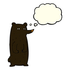 funny cartoon black bear with thought bubble