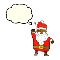 cartoon angry santa claus with thought bubble