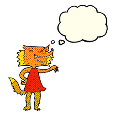 cartoon fox girl with thought bubble