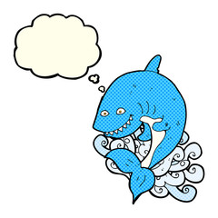 Obraz premium cartoon shark with thought bubble