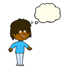 cartoon excited man with thought bubble