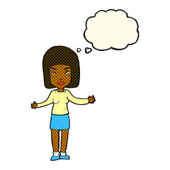 cartoon annoyed woman with thought bubble