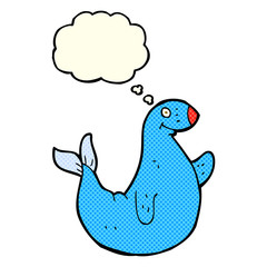 cartoon seal with thought bubble