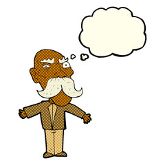 cartoon angry old man with thought bubble
