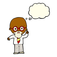 cartoon professor with thought bubble