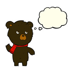 cartoon cute black bear with thought bubble