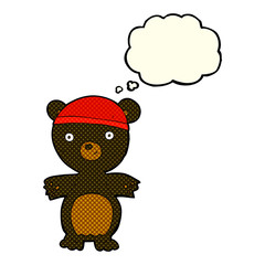 cartoon cute black bear with thought bubble