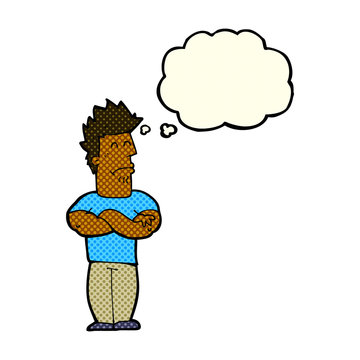 recommend clip art: cartoon sulking man with thought bubble