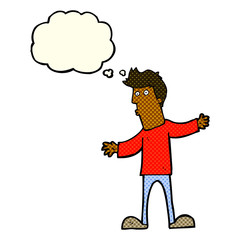 Obraz na płótnie Canvas cartoon curious man with thought bubble