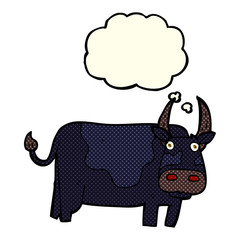 cartoon bull with thought bubble