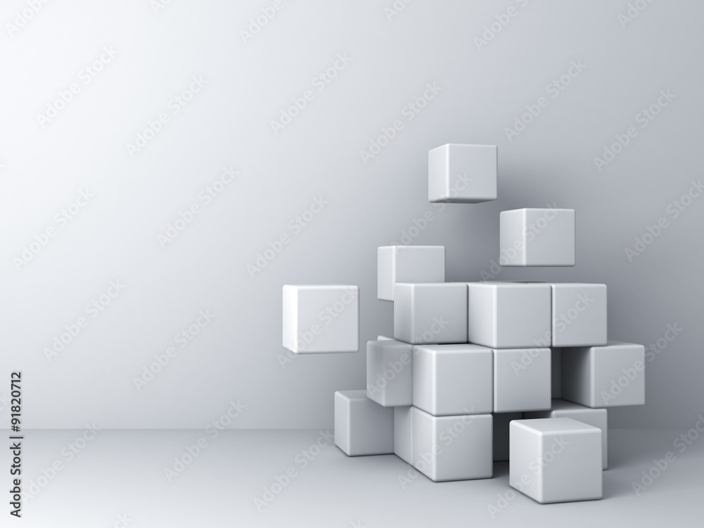 Aufkleber Abstract blocks on white wall background