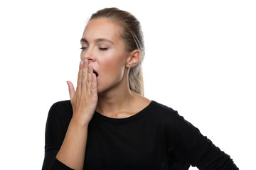 Beautiful woman yawns of boredom