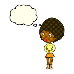 cartoon concerned woman with thought bubble