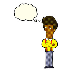 cartoon bored man with thought bubble