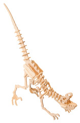 wooden dinosaur isolated on a white background