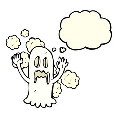 cartoon spooky ghost with thought bubble