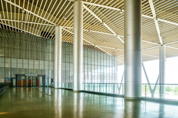 steel pillars and wooden ceiling