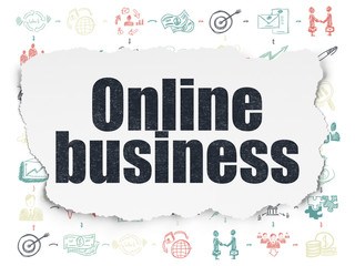 Business concept: Online Business on Torn Paper background