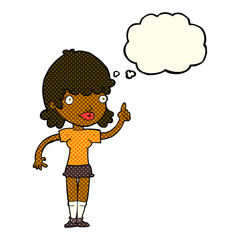 cartoon woman with idea with thought bubble