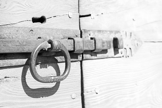 europe old in italy antique close brown door and rusty lock c