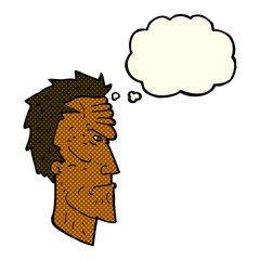 cartoon angry face with thought bubble