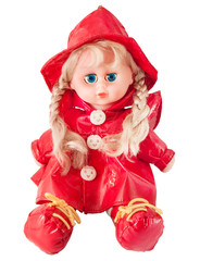 Doll Little Red Riding Hood isolated on a white background