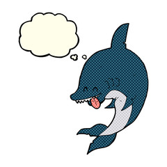 funny cartoon shark with thought bubble