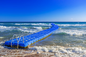 Floating pier on the Ionian sea of Zakynthos island, Greece