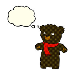 cartoon cute black bear with thought bubble