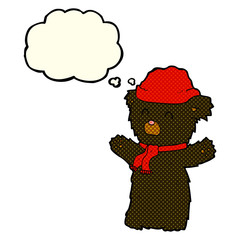 cartoon cute black bear with thought bubble