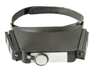 Head magnifying glass isolated on a white background