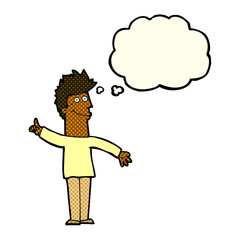cartoon man with idea with thought bubble