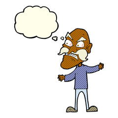cartoon angry old man with thought bubble