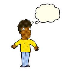 Obraz na płótnie Canvas cartoon worried man with thought bubble