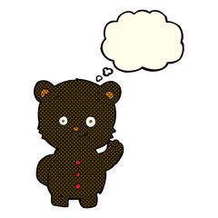 cartoon black bear cub with thought bubble