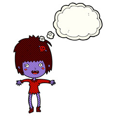 cartoon vampire girl with thought bubble