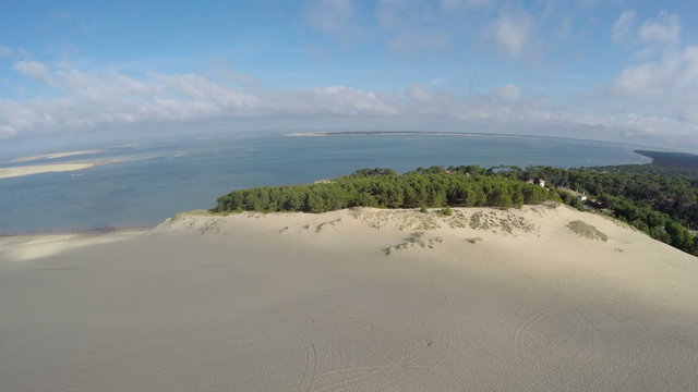 Aerial view of the Dune du Pilat - the largest sand dune in Europe, Arcachon,France 