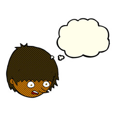 cartoon stressed face with thought bubble