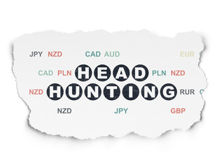 Finance concept: Head Hunting on Torn Paper background