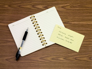 Turkish; Learning New Language Writing Words on the Notebook