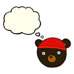 cartoon black bear face with thought bubble