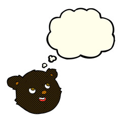 cartoon black bear face with thought bubble